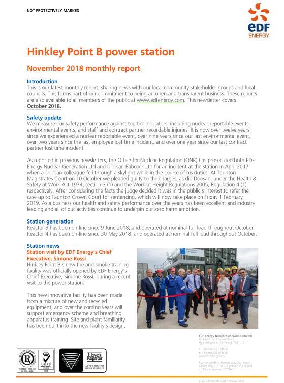 Hinkley Point B November 2018 Report