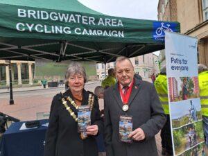 Mayor Cllr Leavy and Cllr Glassford Bridgwater Map