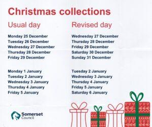 Waste collection revised dates over christmas